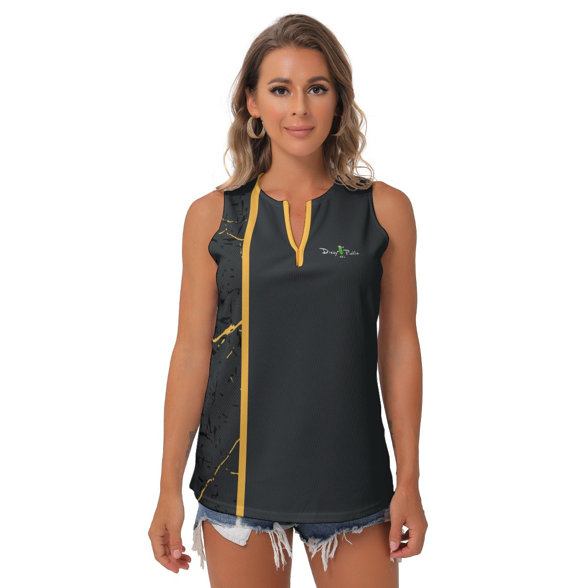 Dizzy Pickle Lynne Black Women's Pickleball Sleeveless V-Neck Top