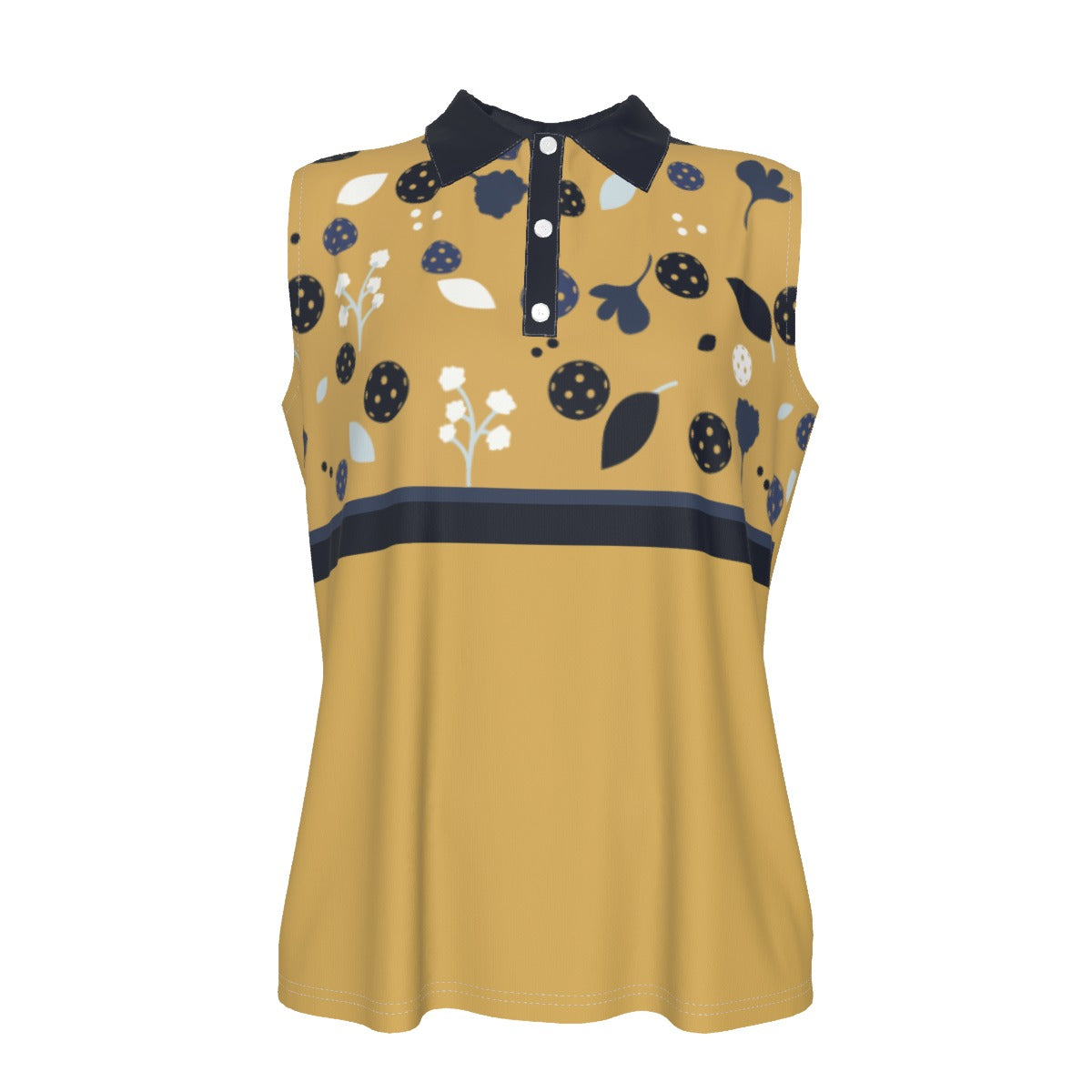 Dizzy Pickle Lesley Gold Solid Women's Pickleball Sleeveless Polo Shirt