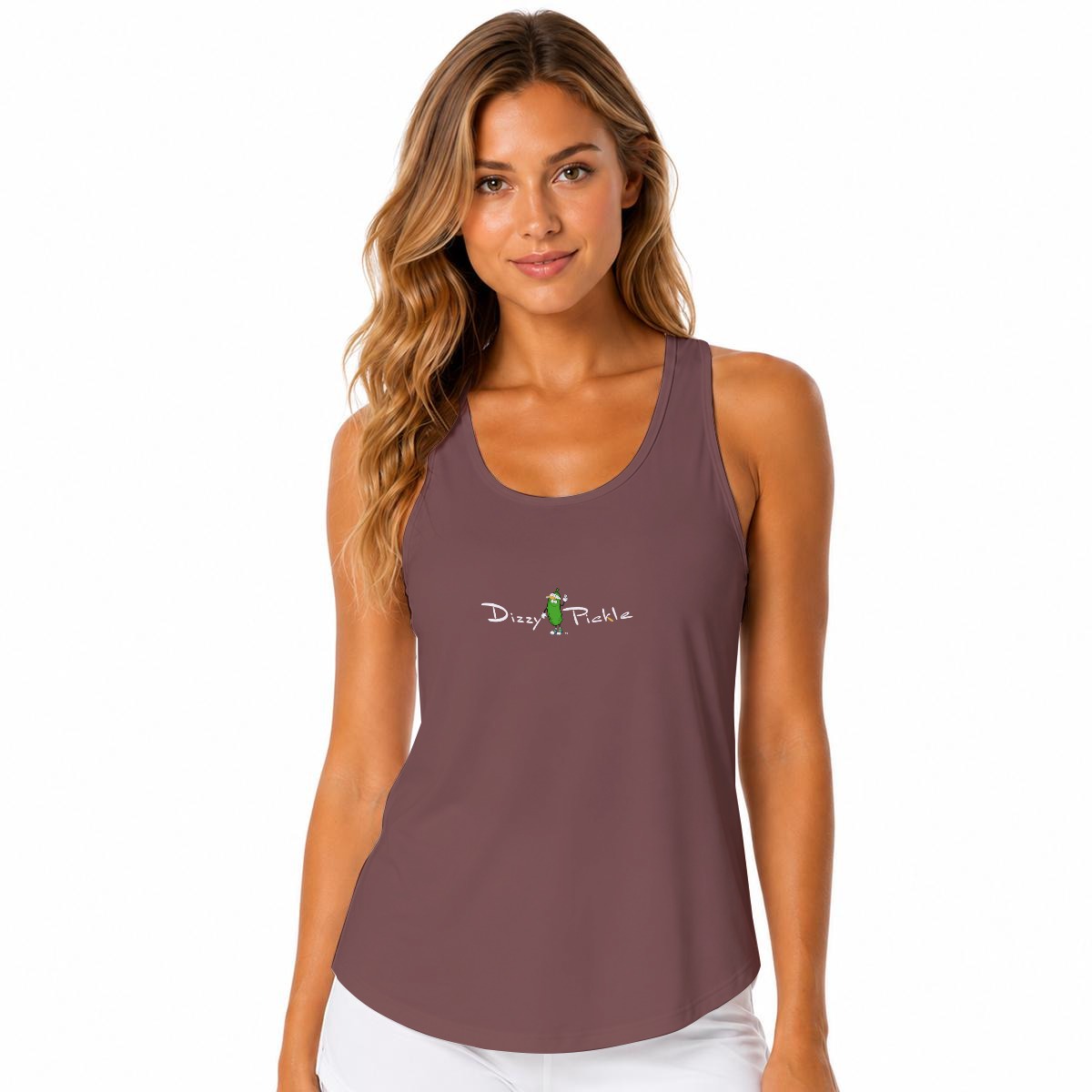 Dizzy Pickle DZY P Classic Dark Mauve Women's Sleeveless Performance Tank Top with Built-In Bra