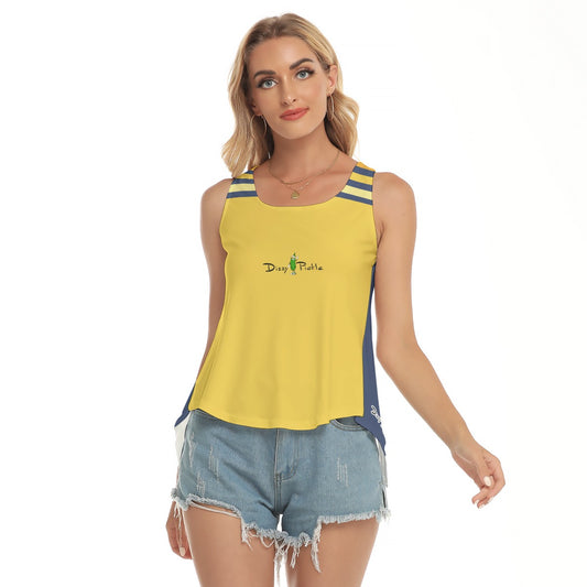 Dizzy Pickle Amy Yellow Stripes Women's Pickleball Open-Backed Sleeveless Tank Top