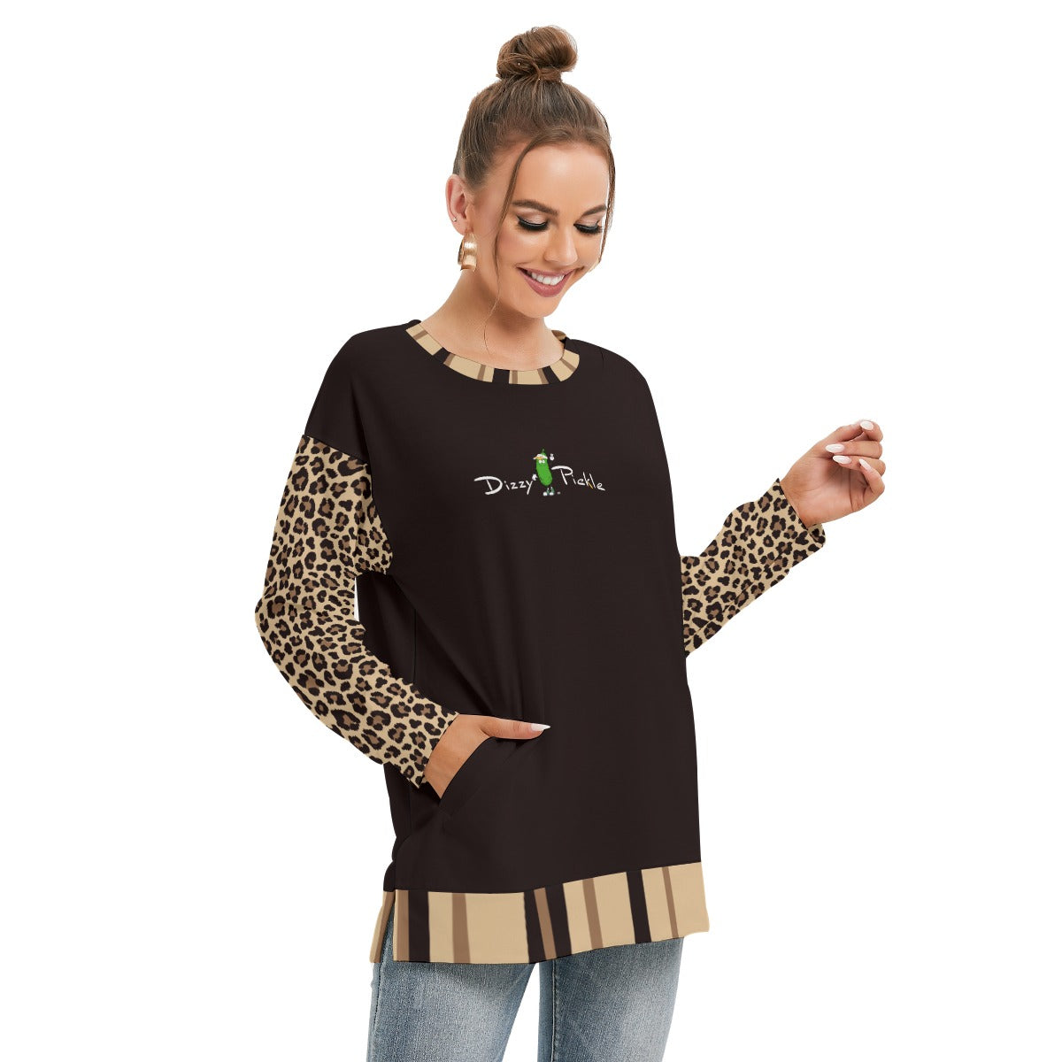 Dizzy Pickle Amber BBT Women's Pickleball Side Split O-Neck Sweatshirt