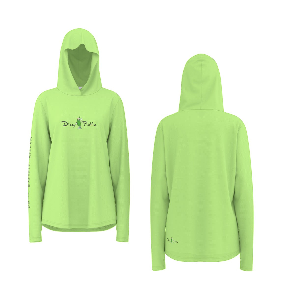 Dizzy Pickle Lesia PPG Lime Green Women's Pickleball Sunscreen Sports Hoodie with Thumb Holes