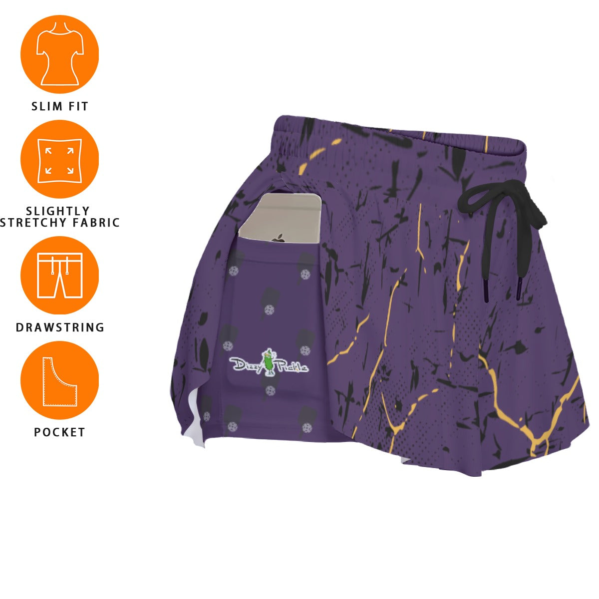 Dizzy Pickle Lynne Purple Women's Pickleball Sport Culottes with Pockets