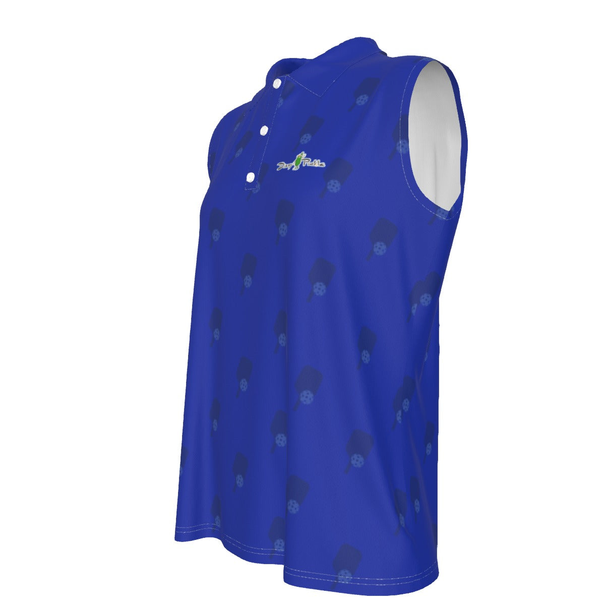 Dizzy Pickle Lynne Blue Paddles Women's Pickleball Sleeveless Polo Shirt