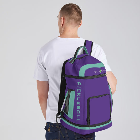 Dizzy Pickle DZY P Classic Purple Ocean Blue Large Courtside Pickleball Multi-Compartment Backpack with Adjustable Straps