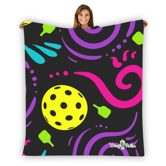 Dizzy Pickle It's Swell Black Pickleball Courtside Flannel Blanket