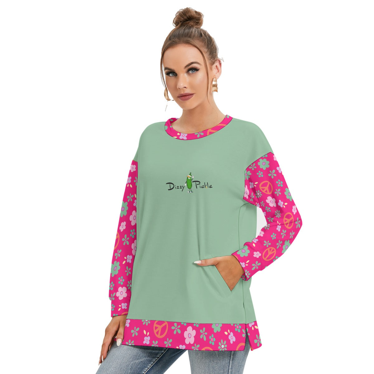 Dizzy Pickle Hope Rose Women's Pickleball Side Split O-Neck Sweatshirt