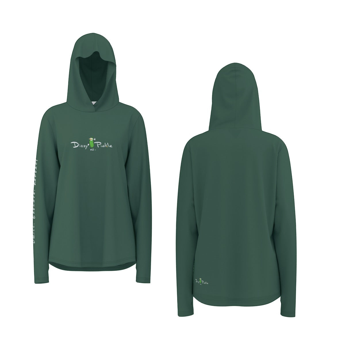 Dizzy Pickle DZY P Classic Pine Green Women's Pickleball Sunscreen Sports Hoodie with Thumb Holes