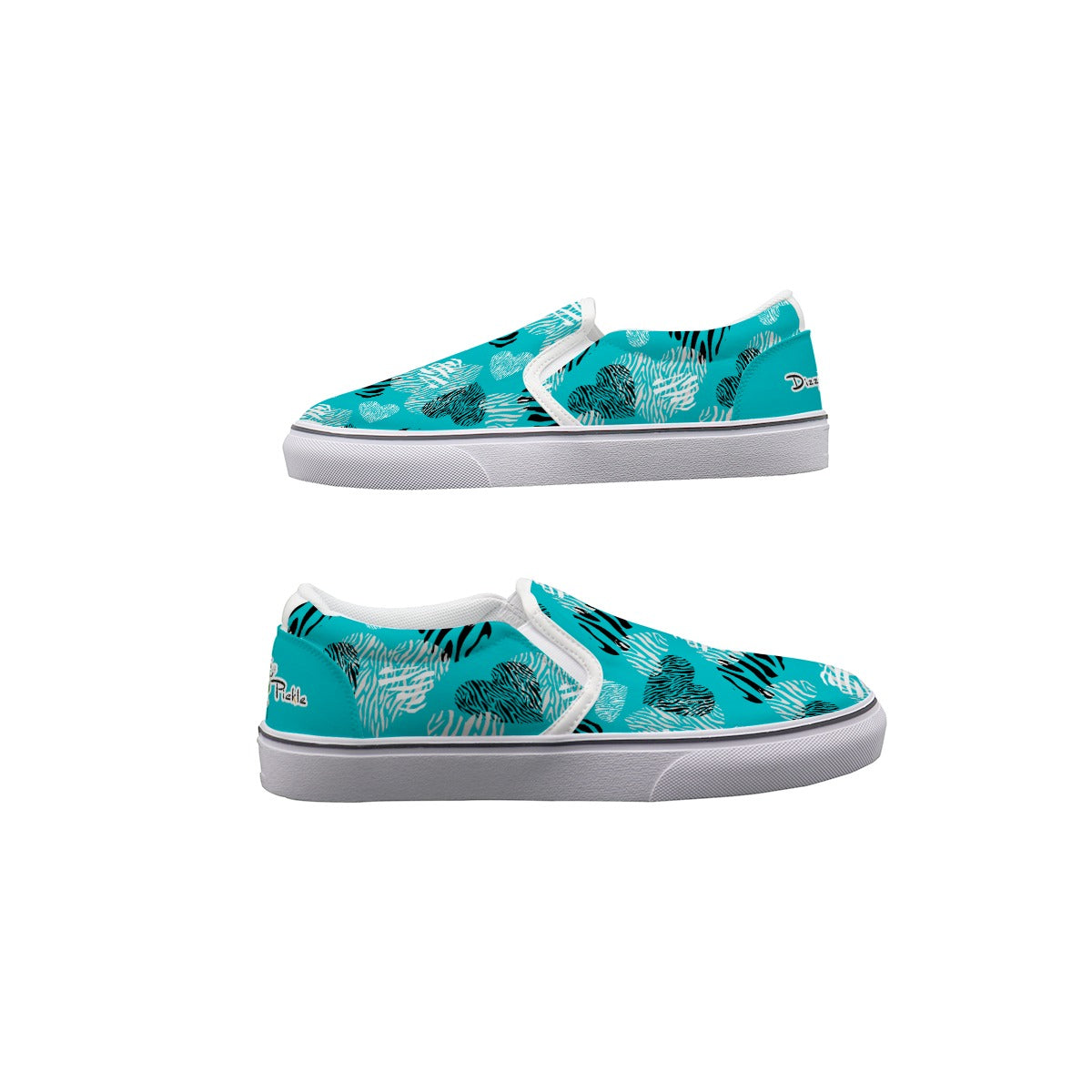 Dizzy Pickle Shelley Hearts Turquoise Women's Casual Slip-On Canvas Shoes