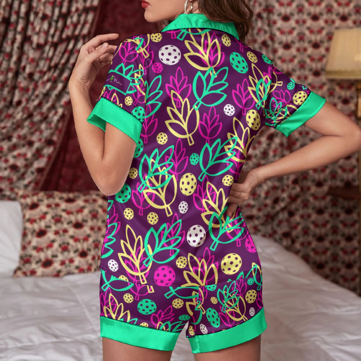 Dizzy Pickle Charlotte Leaves Women's Pajama Set Shorts by Dizzy Pickle