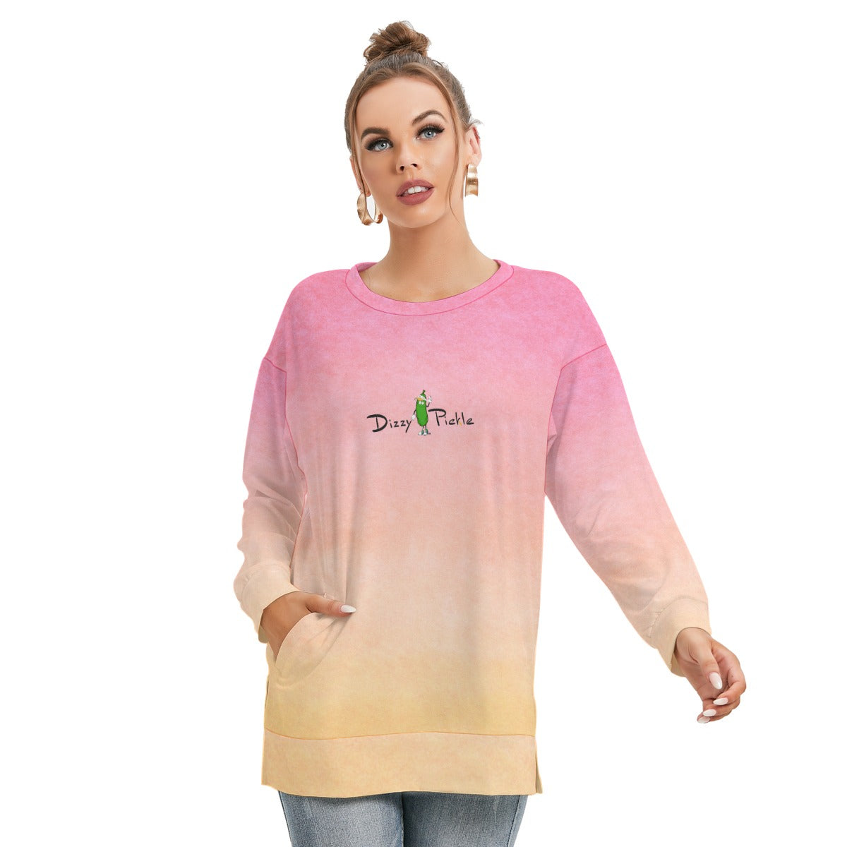 Dizzy Pickle Barbara Mimosa Women's Pickleball Side Split O-Neck Sweatshirt