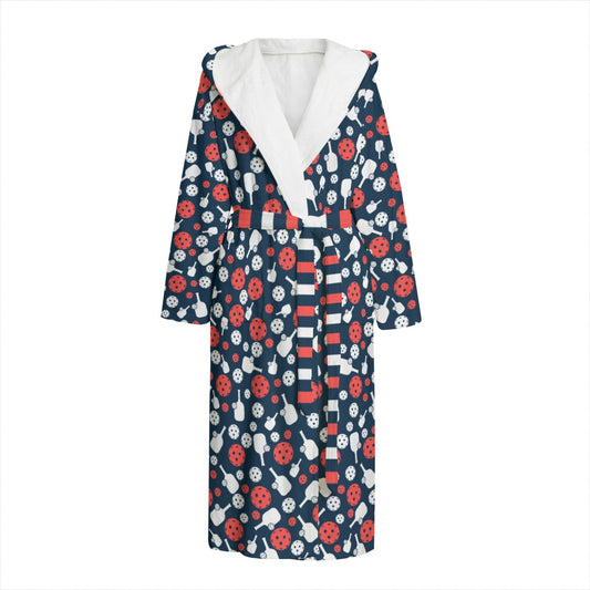 Dizzy Pickle Van Paddles and Balls Pickleball Ultra-Soft Hooded Plush Lounge Bathrobe