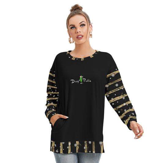 Dizzy Pickle Christmas Wishes Women's Pickleball Side Split O-Neck Sweatshirt