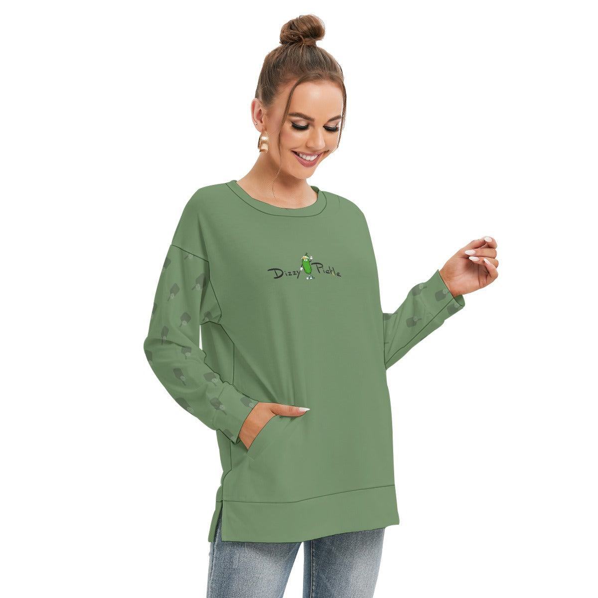 Dizzy Pickle Lynne Sage Paddles Women's Pickleball Side Split O-Neck Sweatshirt