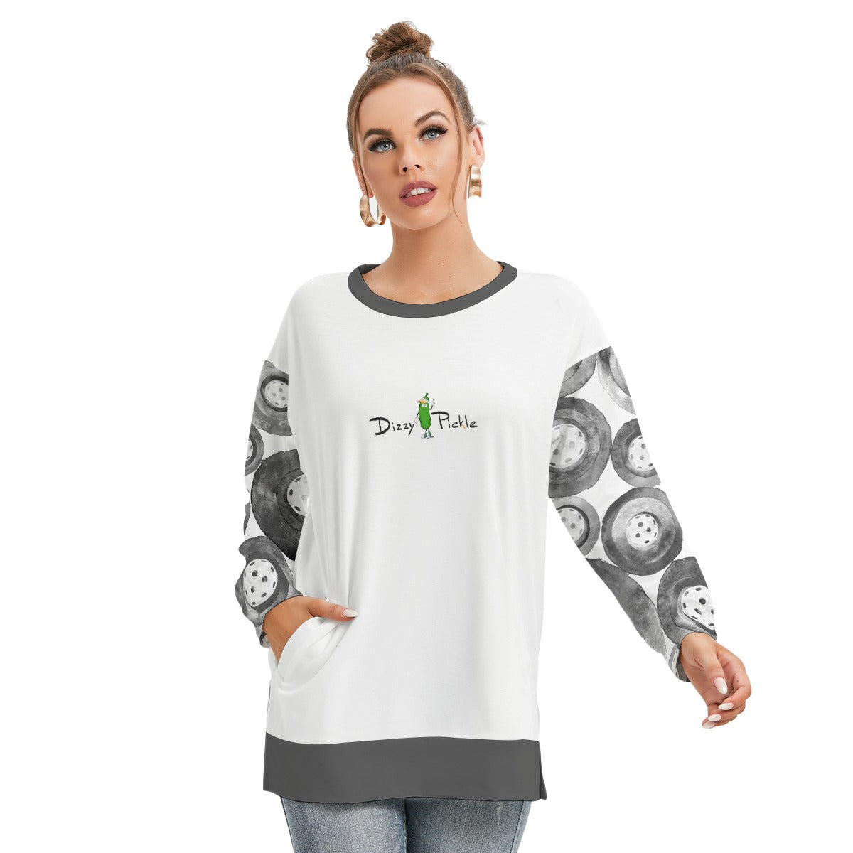 Dizzy Pickle Heidi BKW Women's Pickleball Side Split O-Neck Sweatshirt