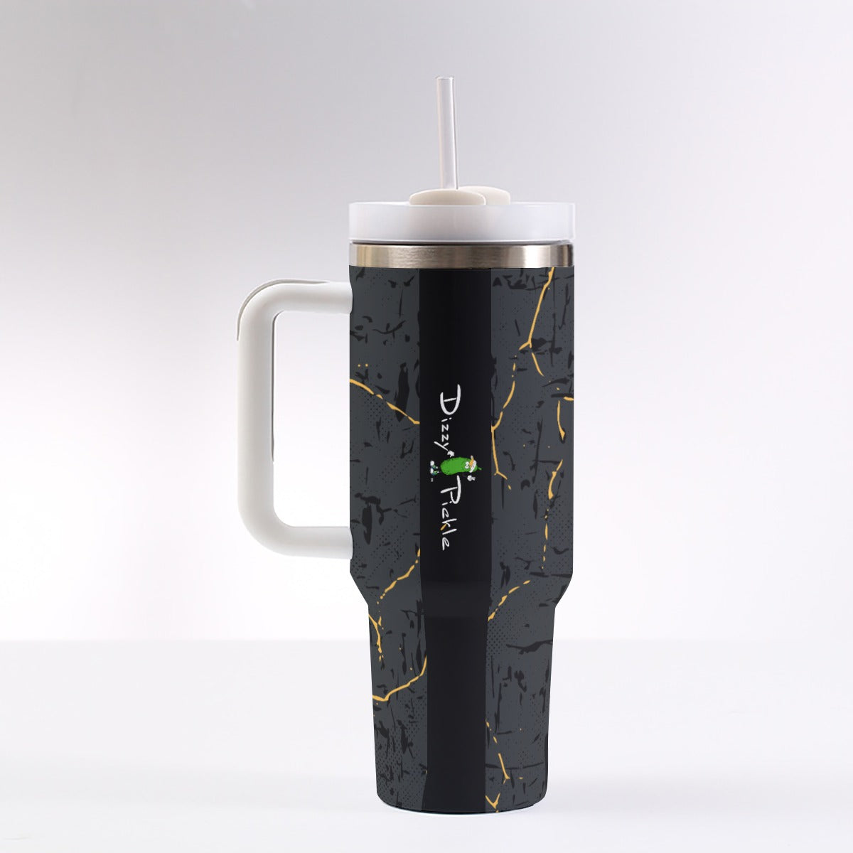 Dizzy Pickle Lynne Black 40 oz. Mega Pickleball Insulated Tumbler with Handle