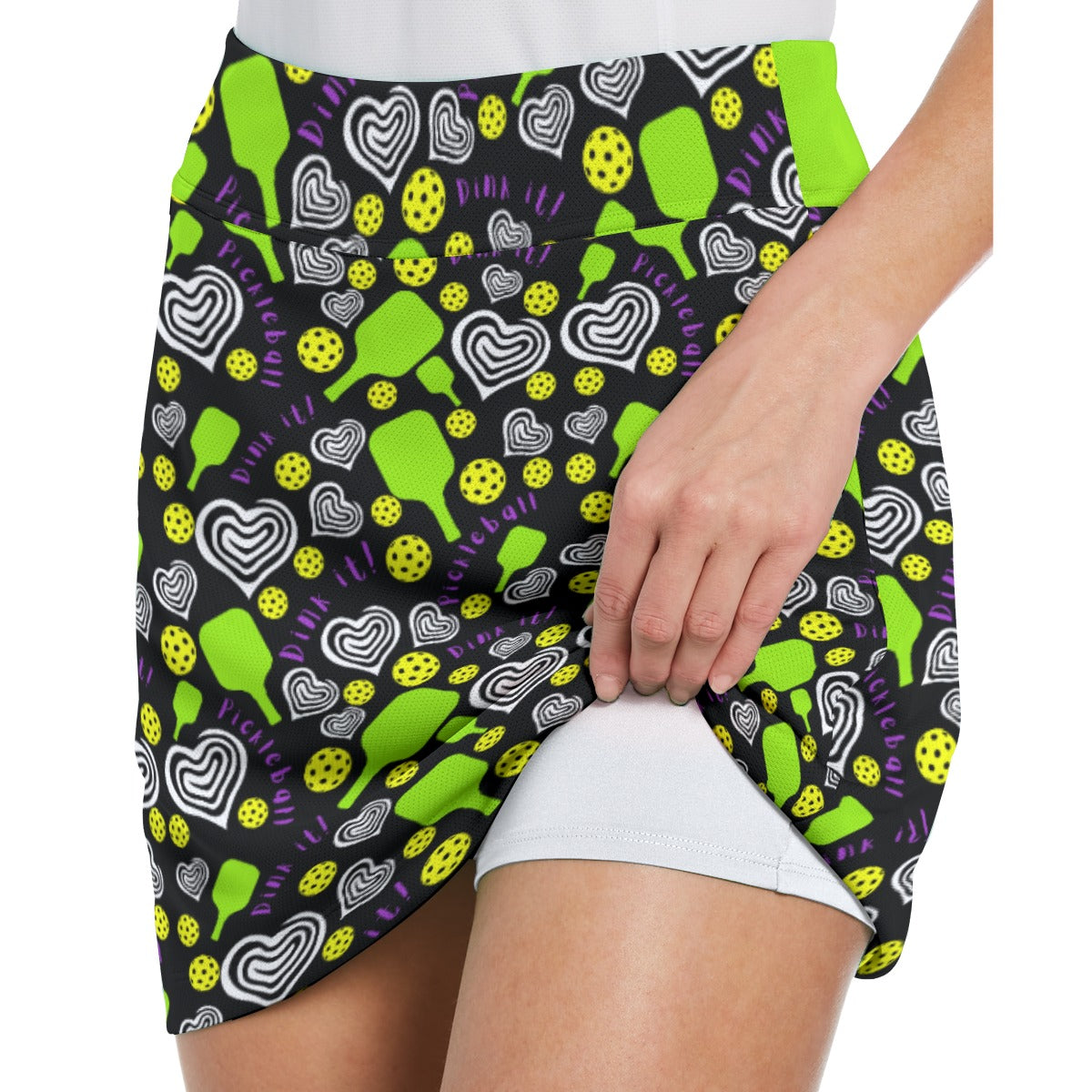 Dizzy Pickle Dinking Diva Hearts BG Women's 17" Performance Pickleball Skort with Inner Shorts