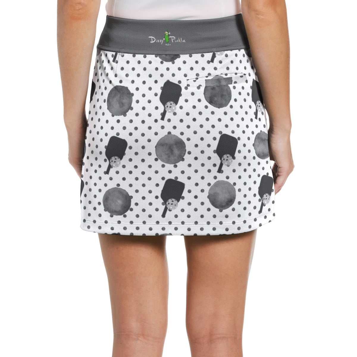 Dizzy Pickle Mary Paddles and Mini Polka Dots Women's 17" Performance Pickleball Skort with Inner Shorts