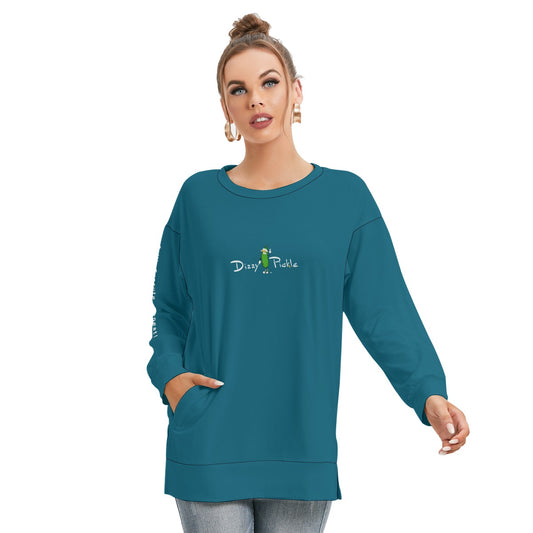 Dizzy Pickle DZY P Classic Peacock Women's Pickleball Side Split O-Neck Sweatshirt