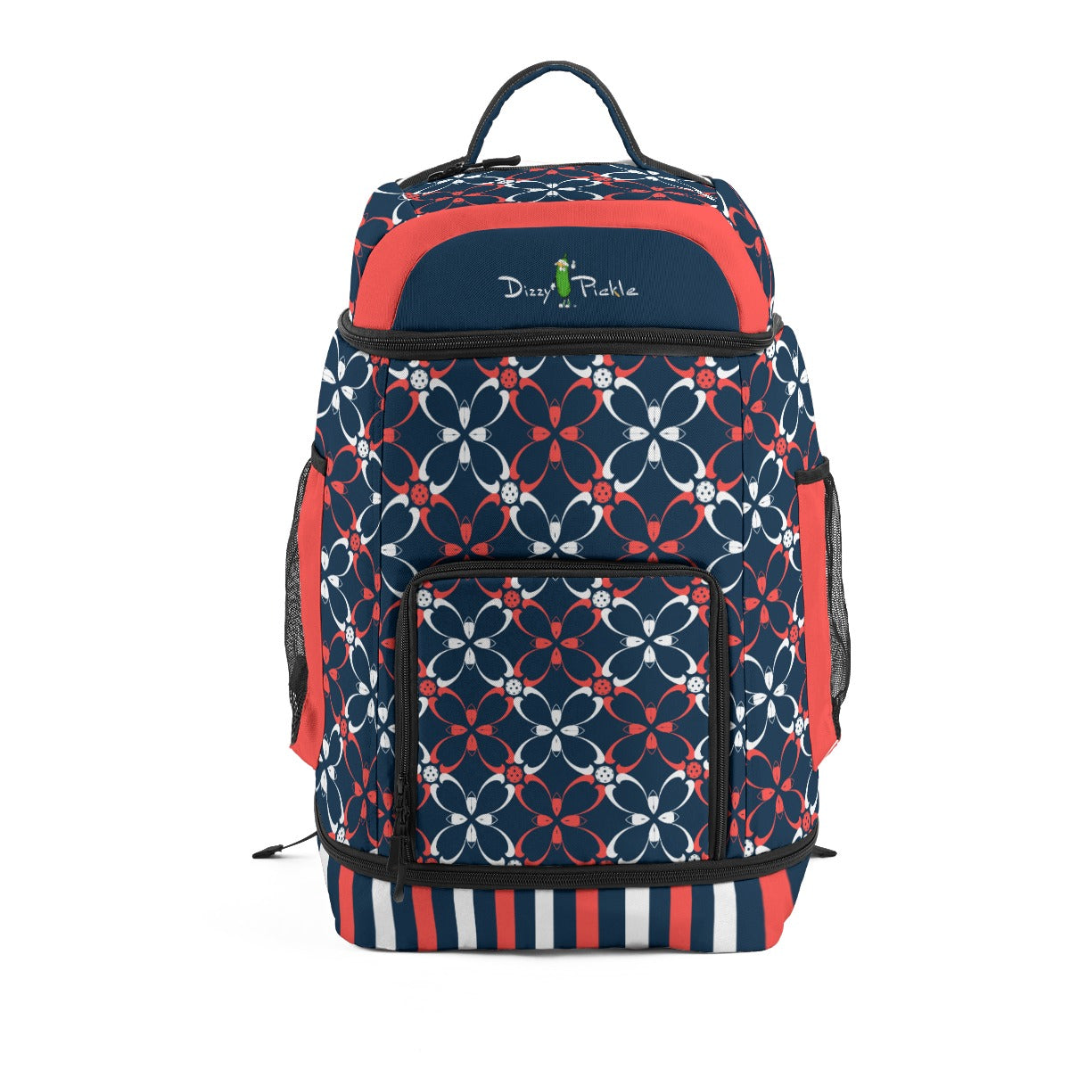 Dizzy Pickle Van Petals Blue Large Courtside Pickleball Multi-Compartment Backpack with Adjustable Straps Navy Blue