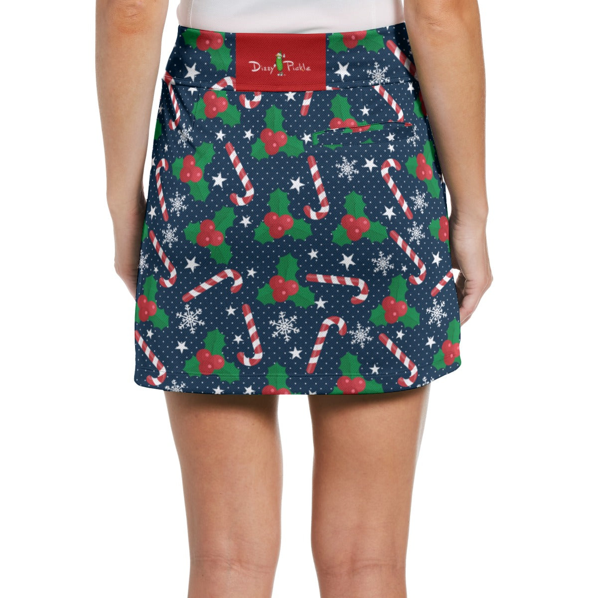 Dizzy Pickle Christmas Candy Canes Women's 17" Performance Pickleball Skort with Inner Shorts