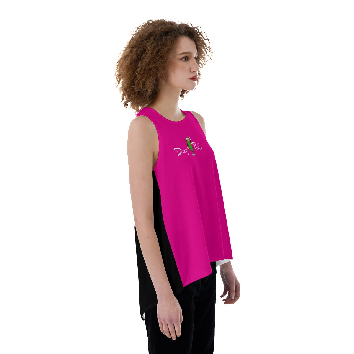 3X-LARGE DZY P Classic - Fuchsia/Black - Women's Pickleball Back Split Tank Top by Dizzy Pickle