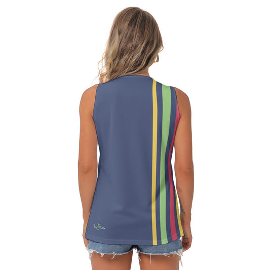 Dizzy Pickle Amy Patches Stripes Women's Pickleball Sleeveless V-Neck Top