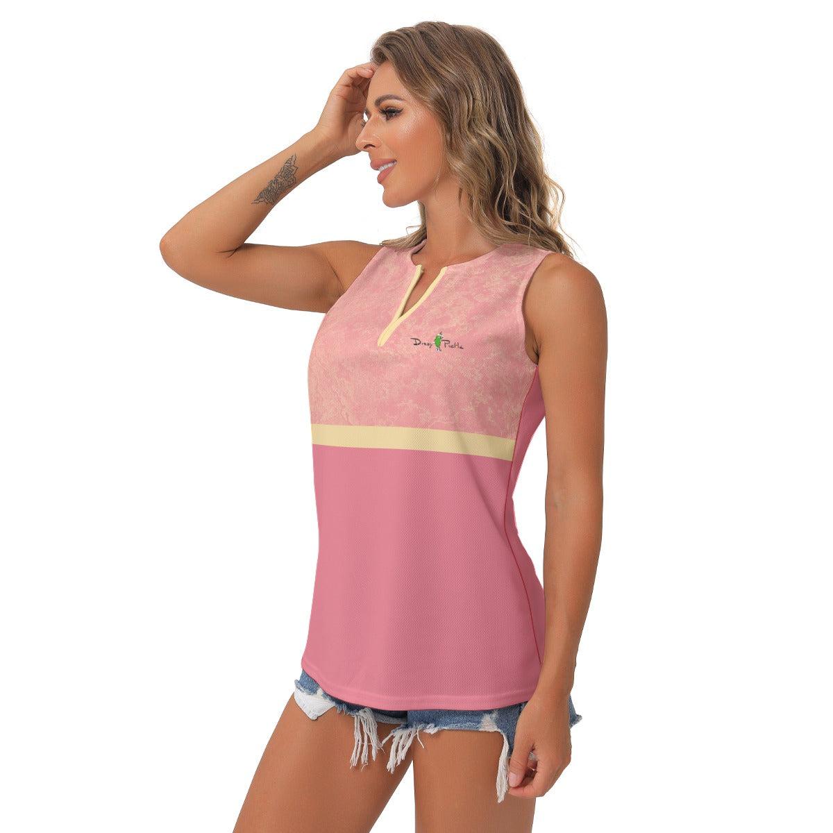 Dizzy Pickle Barbara Strawberry Lemonade Women's Pickleball Sleeveless V-Neck Top