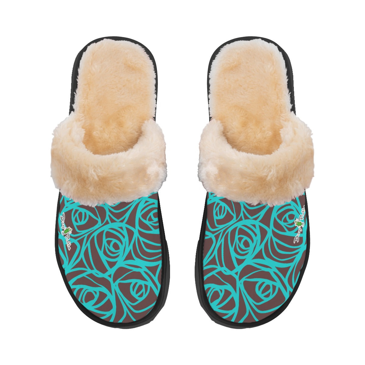 Dizzy Pickle Esther Brown Blooms Women's Pickleball Plush Slippers