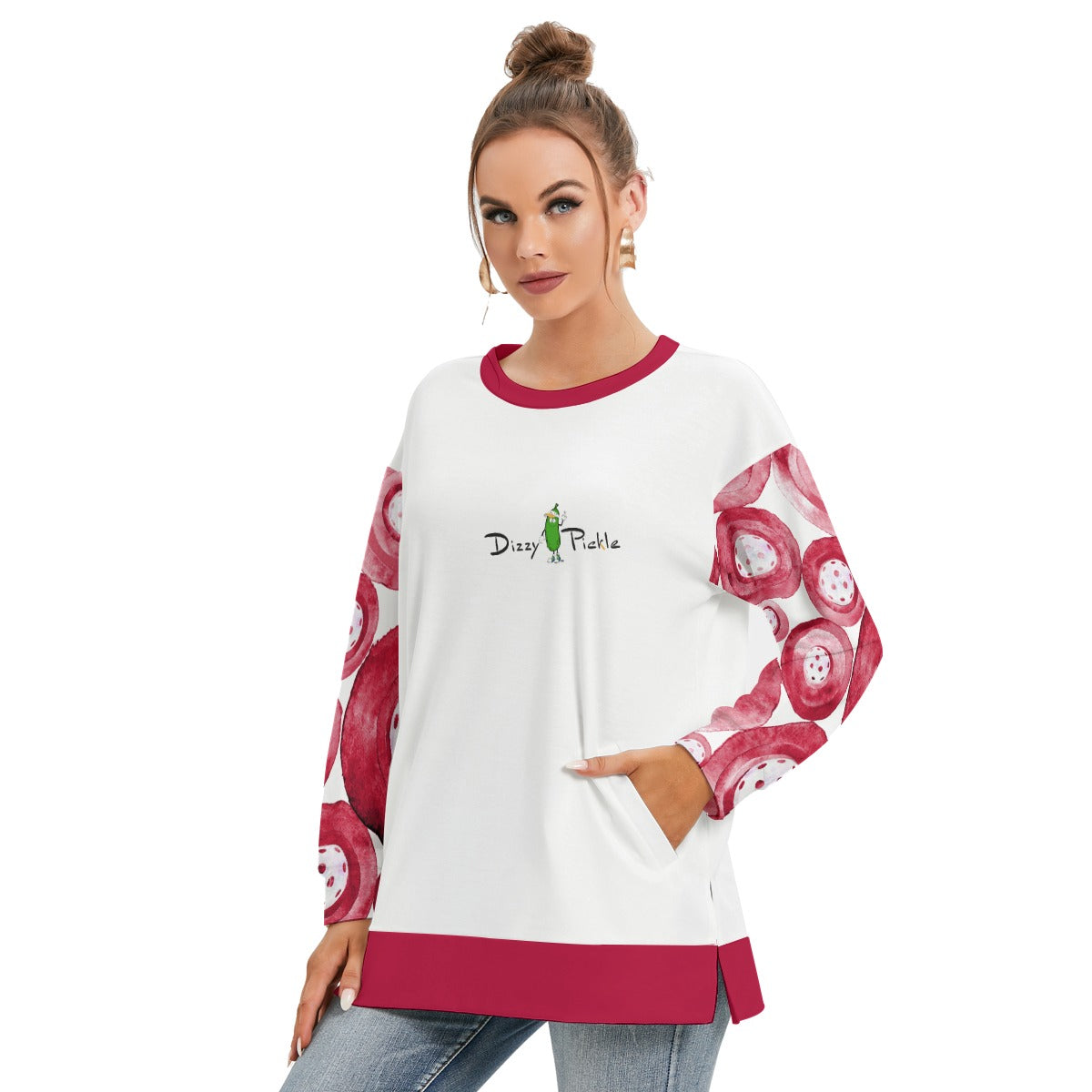 Dizzy Pickle Heidi RW Women's Pickleball Side Split O-Neck Sweatshirt