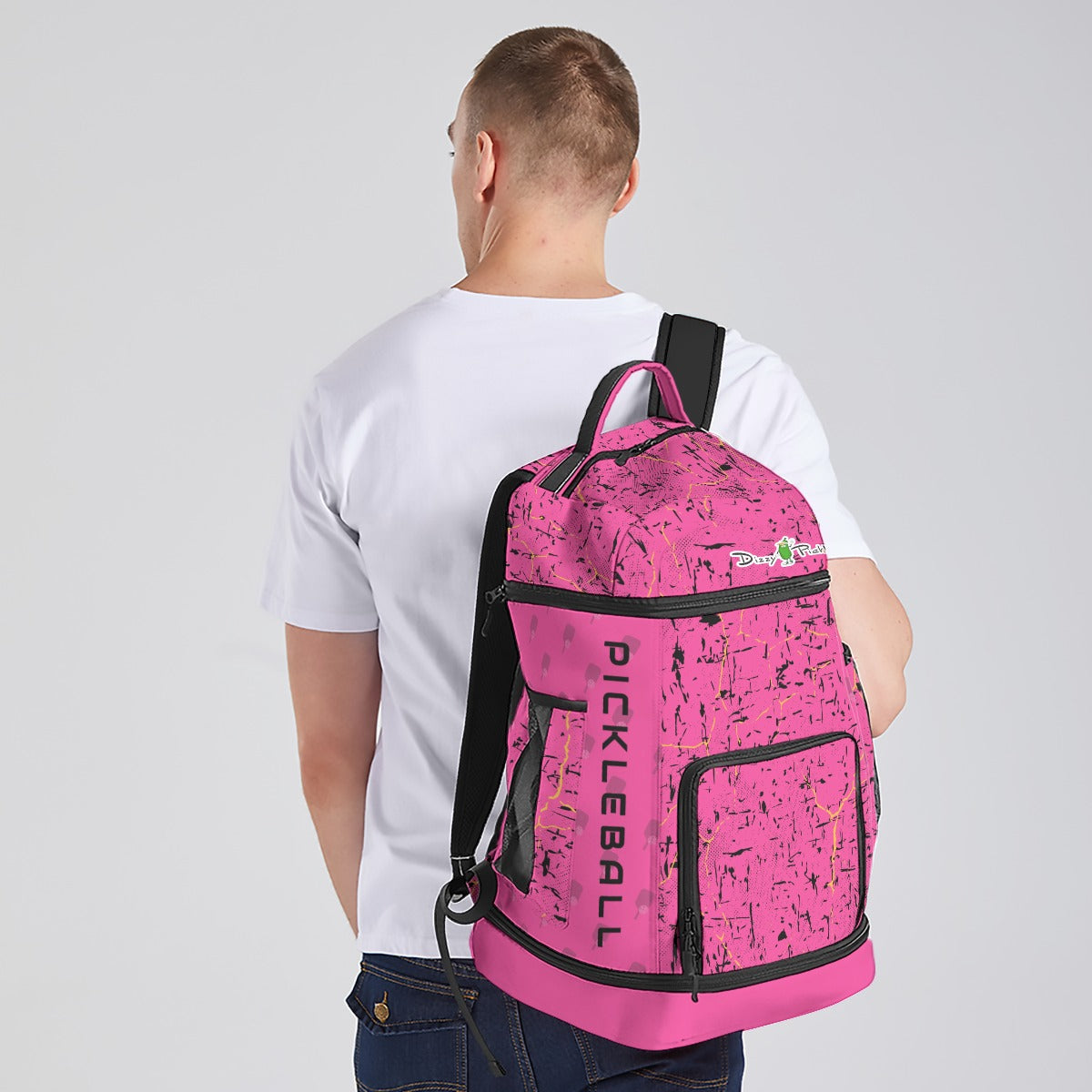 Dizzy Pickle Lynne Pink Large Courtside Pickleball Multi-Compartment Backpack with Adjustable Straps