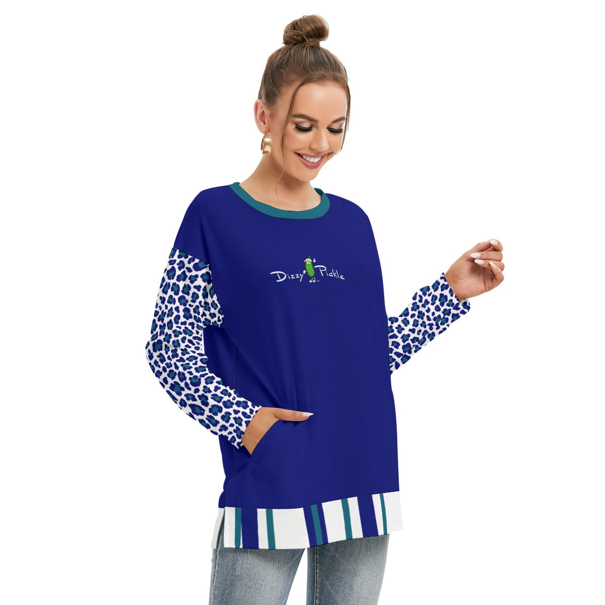 Dizzy Pickle Amber NBT Women's Pickleball Side Split O-Neck Sweatshirt