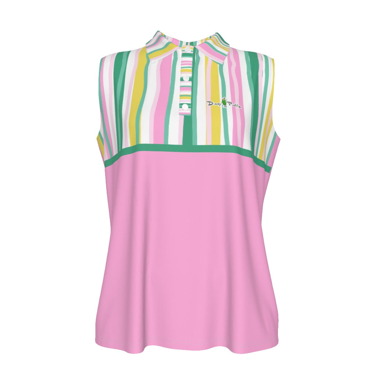 Dizzy Pickle Becky Stripes Women's Pickleball Sleeveless Polo Shirt