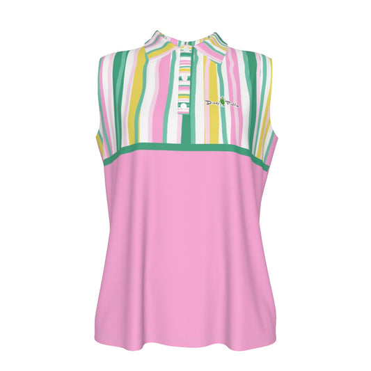 Dizzy Pickle Becky Stripes Women's Pickleball Sleeveless Polo Shirt