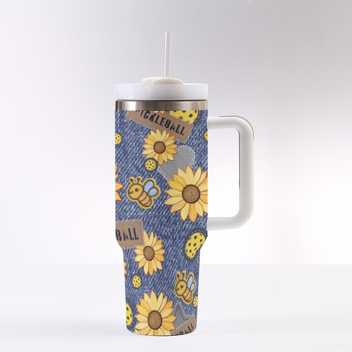 Dizzy Pickle Amy Sunflowers 40 oz. Mega Pickleball Insulated Tumbler with Handle