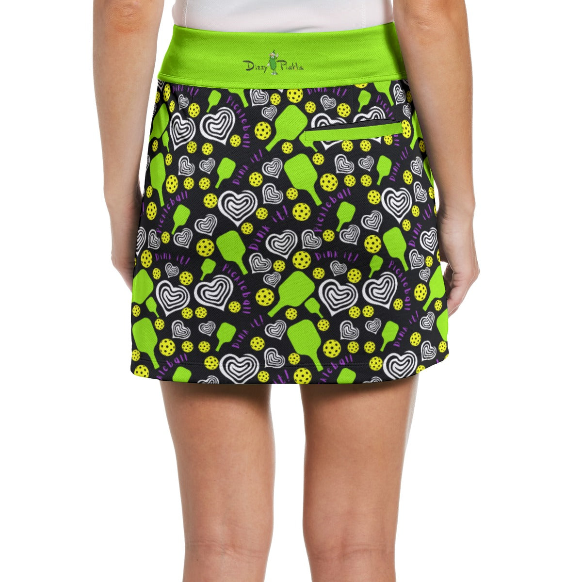 Dizzy Pickle Dinking Diva Hearts BG Women's 17" Performance Pickleball Skort with Inner Shorts