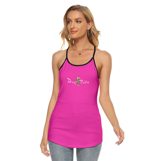 SMALL Dizzy Pickle DZY P Classic Women's Pickleball Cut-out Crisscross Back Sleeveless Tank Fuchsia