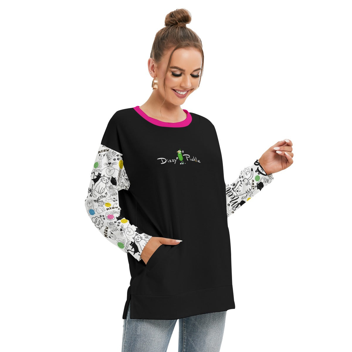 Dizzy Pickle Sassy Women's Pickleball Side Split O-Neck Sweatshirt