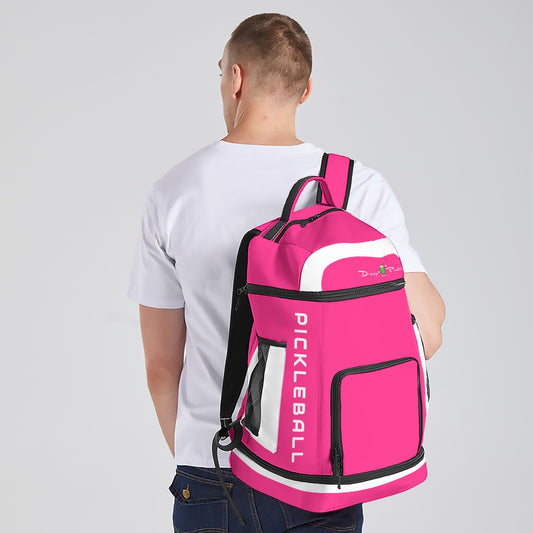 Dizzy Pickle DZY P Classic Pink White Large Courtside Pickleball Multi-Compartment Backpack with Adjustable Straps