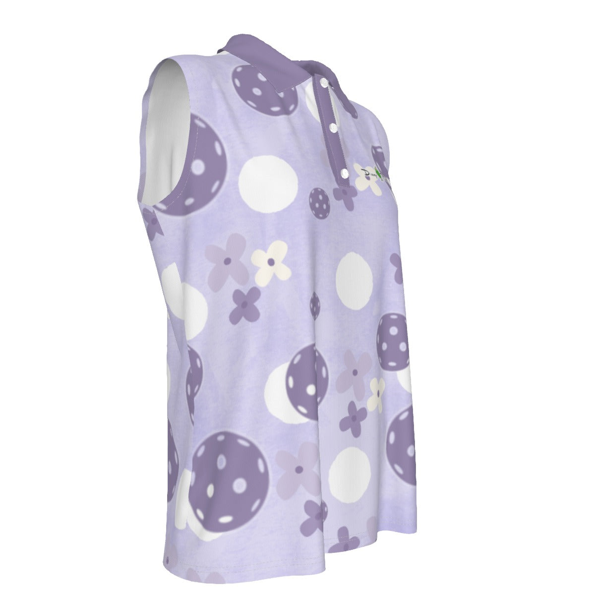 Dizzy Pickle Sophie Blooms and Balls Women's Pickleball Sleeveless Polo Shirt