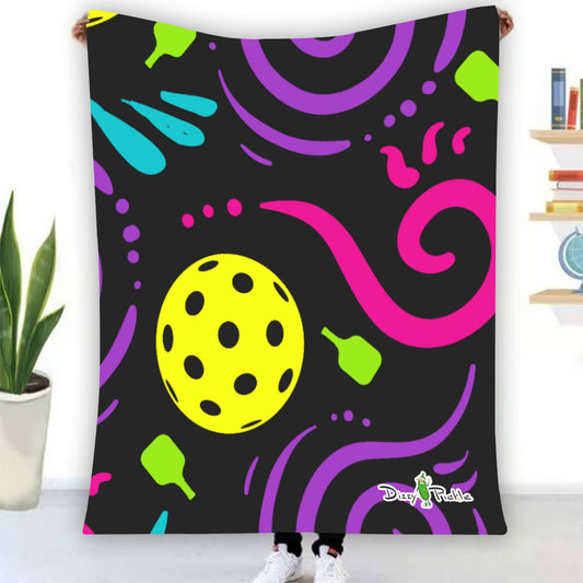 Dizzy Pickle It's Swell Black Pickleball Courtside Flannel Blanket