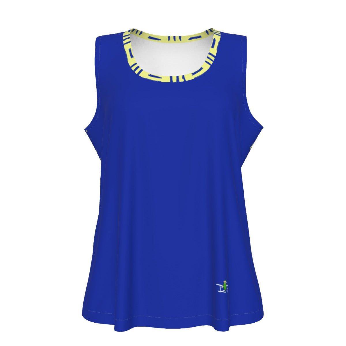 LARGE Dizzy Pickle Coming Up Daisies BY Weave Women's Pickleball Sleeveless Sports Tank Blue Yellow