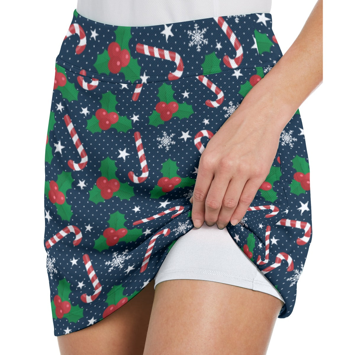 Dizzy Pickle Christmas Candy Canes Women's 17" Performance Pickleball Skort with Inner Shorts