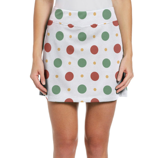 Dizzy Pickle Christmas Polka Dots Red Green Women's 17" Performance Pickleball Skort with Inner Shorts