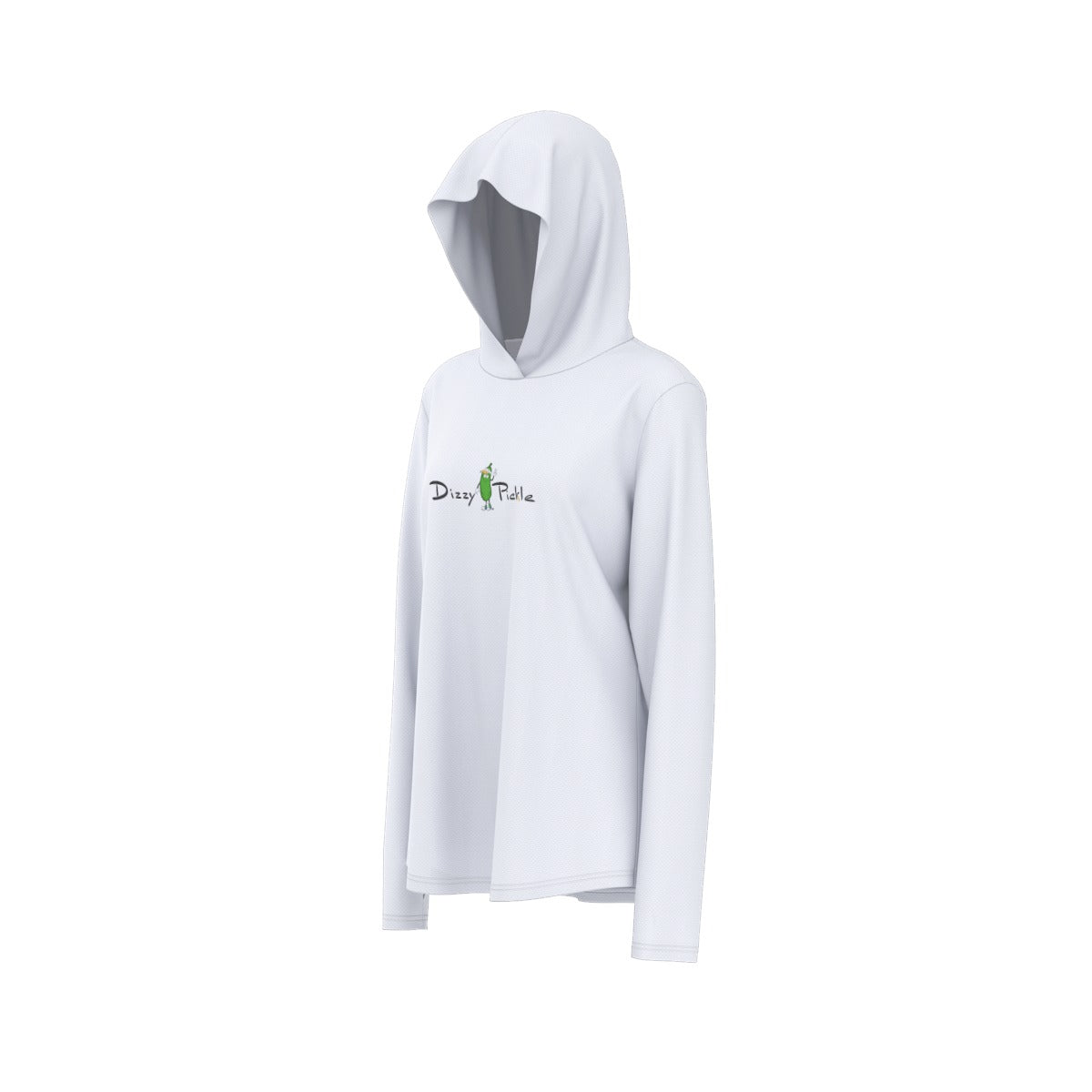 Dizzy Pickle DZY P Classic White Women's Pickleball Sunscreen Sports Hoodie with Thumb Holes