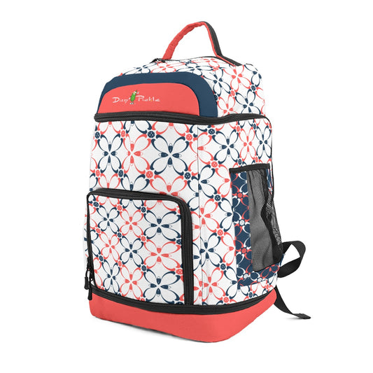 Dizzy Pickle Van Petals White Large Courtside Pickleball Multi-Compartment Backpack with Adjustable Straps Navy Blue