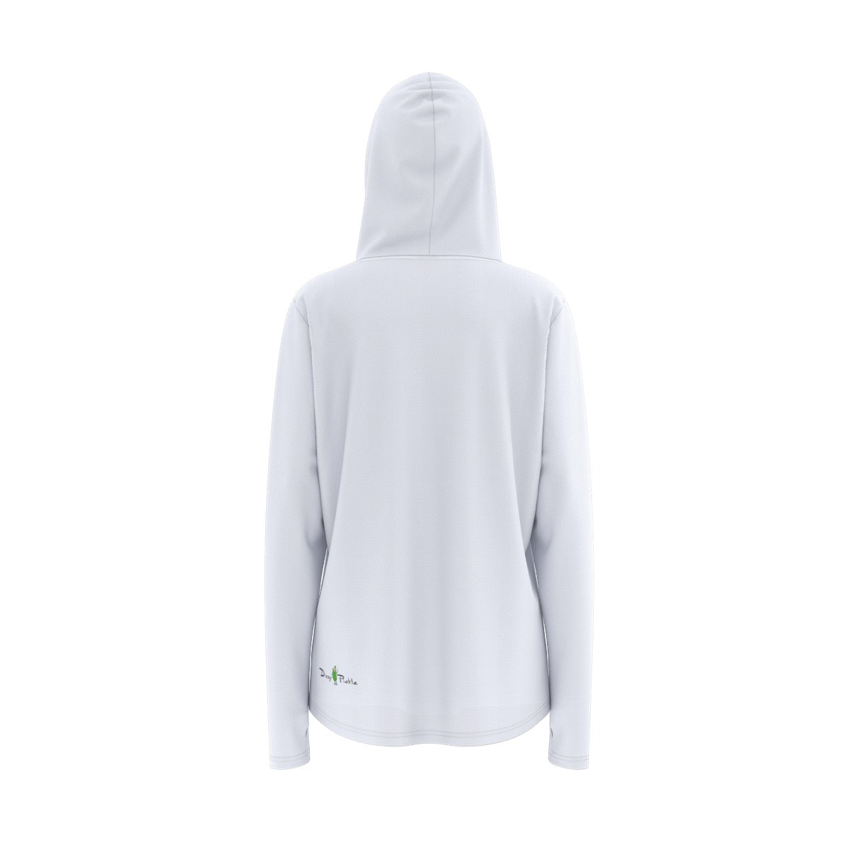 Dizzy Pickle DZY P Classic White Women's Pickleball Sunscreen Sports Hoodie with Thumb Holes