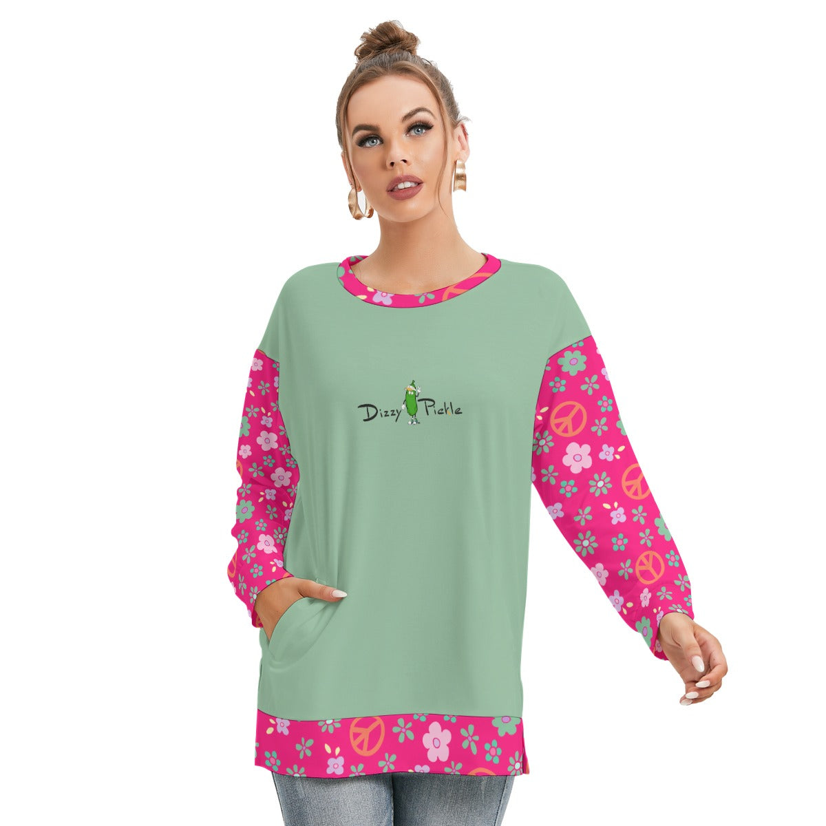 Dizzy Pickle Hope Rose Women's Pickleball Side Split O-Neck Sweatshirt