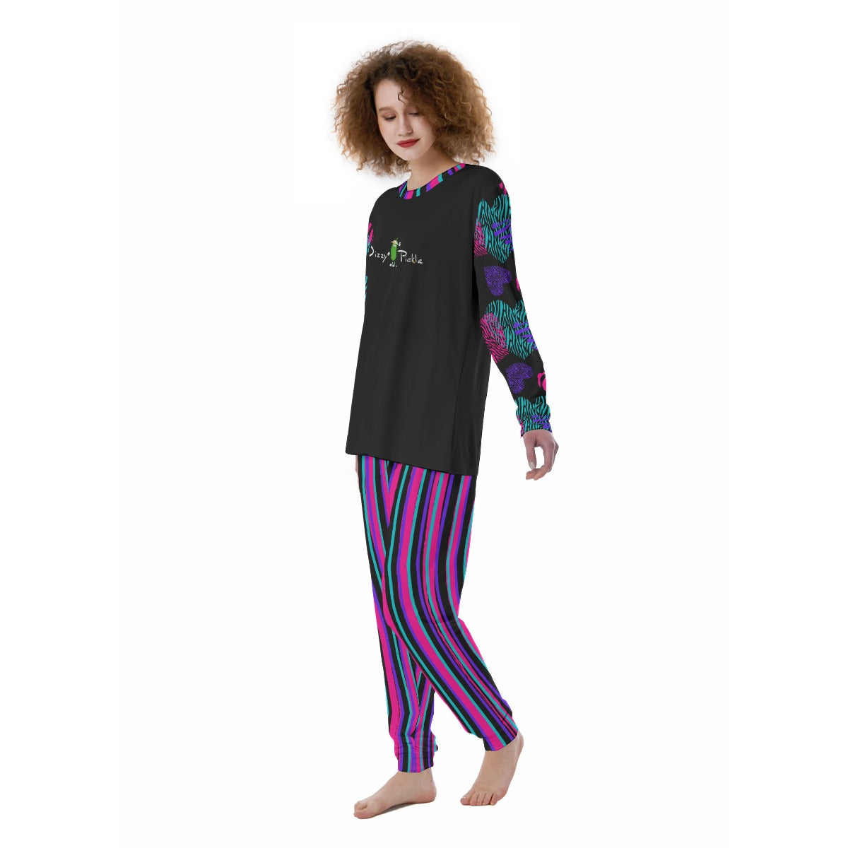 Dizzy Pickle Shelley Black Women's Pickleball Long Sleeves and Long Pants Pajamas Set
