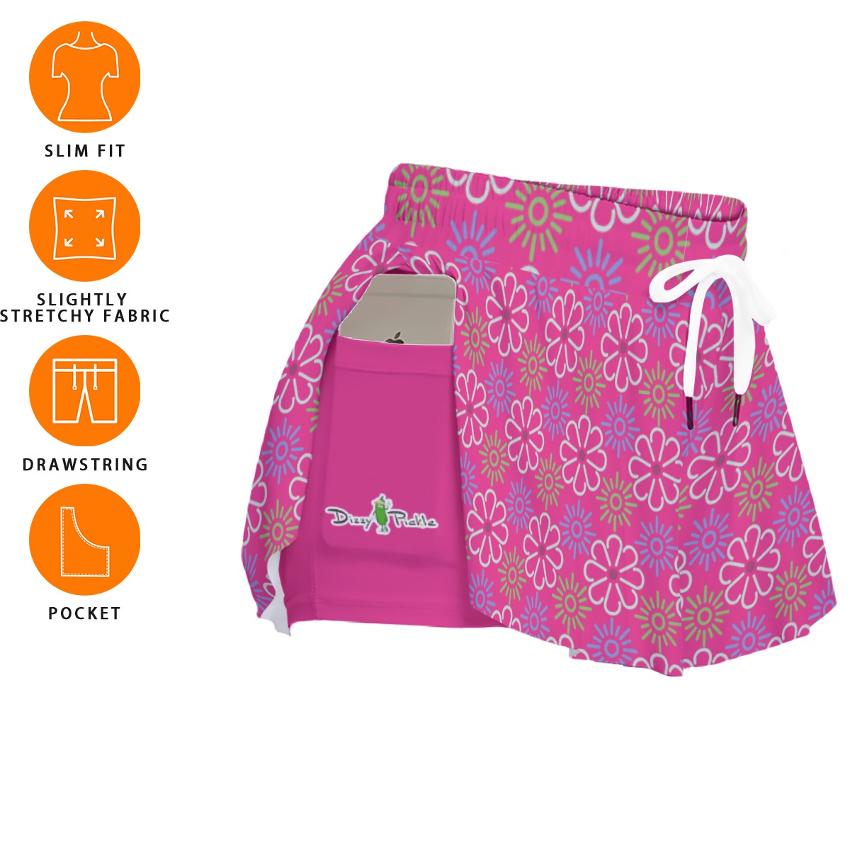 Dizzy Pickle April Pink Women's Pickleball Sport Culottes with Pockets